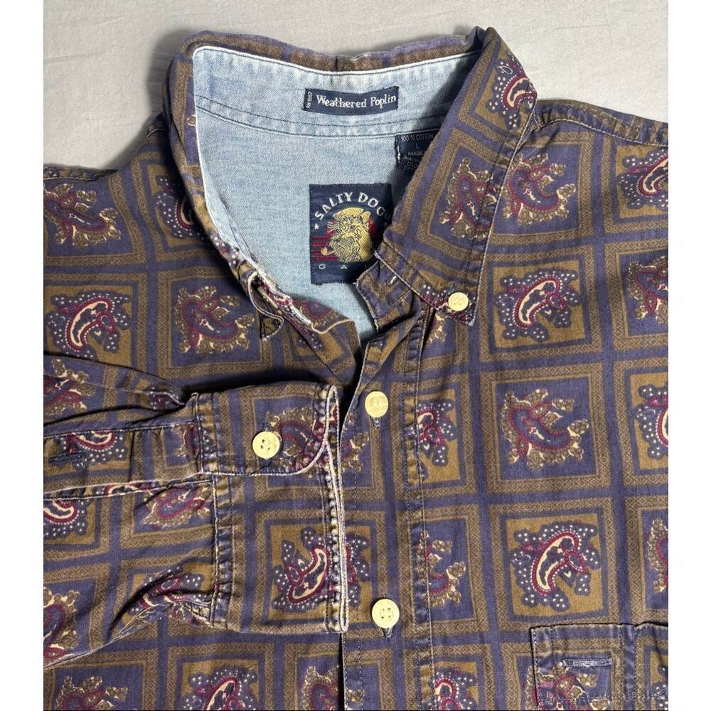 Vintage Gant Salty Dog Button Down Shirt Weathered Poplin Large Cotton